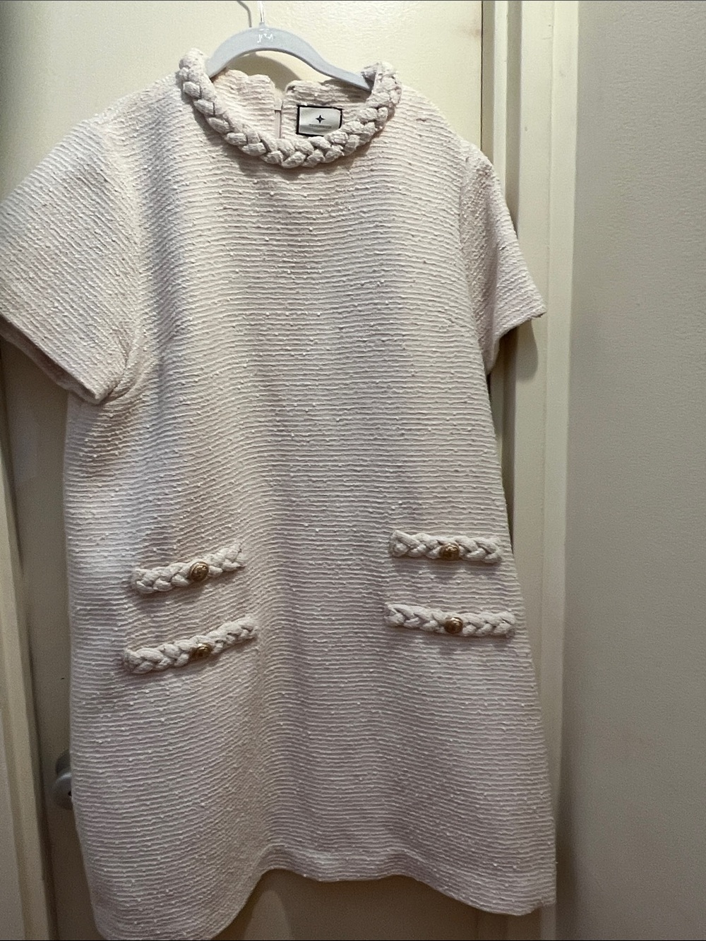 Tuckernuck Jackie Cream Braided-Trim Shift Dress